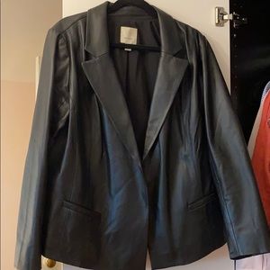 Nordstrom Sejour Black Leather Blazer Size 16